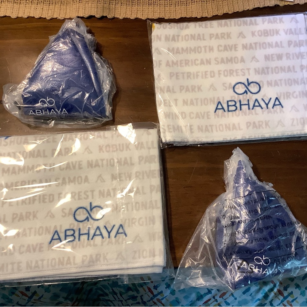 Abhaya Blue Exercise Balls and White Gym Towels